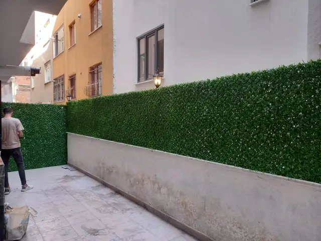 Apartman arka bahçesinde çimçit uygulaması