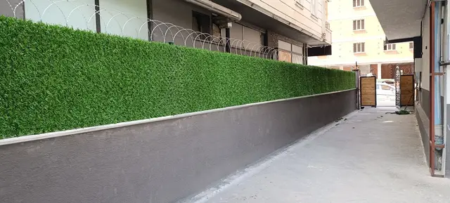 Apartman otopark rampasında çimçit