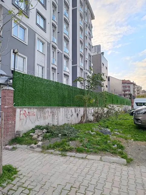Apartman bahçesinde çimçit