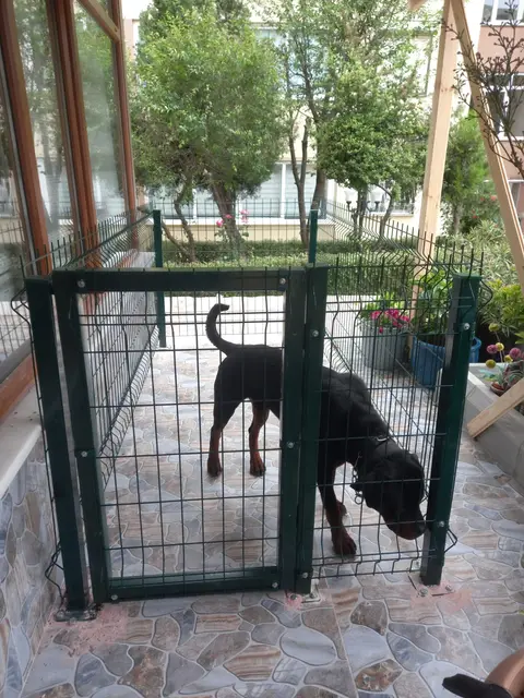 Balkon önünde panel çit ve kapı